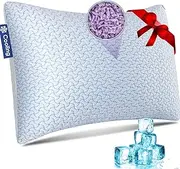 Cooling Shredded Memory Foam Pillows for Sleeping, Queen Size Pillow Cooling Gel Pillows for Hot Sleepers Cool Pillow for Side Back Sleeper, Neck Pain Relief Adjustable Gel Bed Pillow for hot sleepers