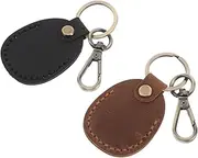 [BESPORTBLE] 2pcs Access Card Holder Tag Card Sleeves Chains Smart Key Holder Leather Key Chains Leather Card Holder Case Protector Key Sleeve Storage Fob Bag Key Top Layer