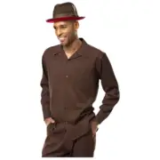 Men's MONTIQUE Two Piece Set Walking Leisure Suit Long Sleeves 1641 Brown