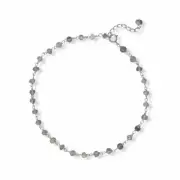Genuine Labradorite Bead Anklet Sterling Silver Adjustable Length