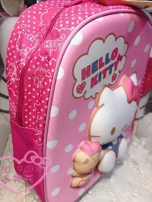 ♥小花花日本精品♥ Hello Kitty立體全身坐姿小熊粉紅水玉點點拉桿式書包行李箱90039607