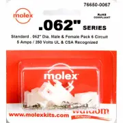 MOLEX 76650-0067 .062" 6 CIRCUIT POWER PLUG RECEPTACLE SOCKET SET OF 2 W/ PINS