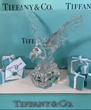 Tiffany&Co Crystal Bald Eagle Paperweight Val St. Lambert W/ Box USA BIRD