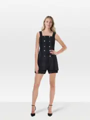 Black & Navy Checkered Playsuit
