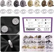Swpeet 60 Sets Magnetic Button Clasps Snaps, 18MM Metal Fastener Clasps Gold Silver Bronze Black DIY Craft Sewing Knitting Buttons Sets for Sewing, Purses, Bags, Clothes, Leather