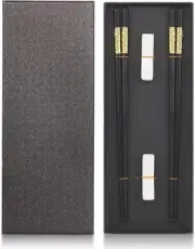 Chopsticks Reusable 2 Pairs Chopsticks and Chopstick Rest Gift Set Chinese Style