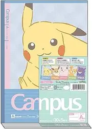 Showa Note 414729001 Pokemon Campus Notebook, Dotted Rule, A-Rule, Pack of 5