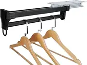 [Alise] Pull Out Clothes Hanger Rack for Closet,Heavy Duty Closet Rod with Automatic Soft-Close Mechanism for Closets,16 inch Closet Pull Out Metal Rod Organizer Hangers for Coats Pants Hangers,Black