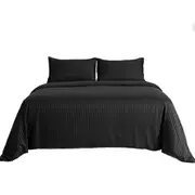 Black Microfiber Quilt Bed Sheet Set