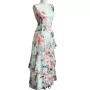 Aidan Mattox Floral Maxi Dress 10 Ruffled Embroidered Fairy Cottagecore Party