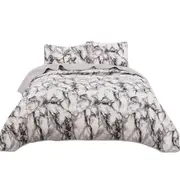 Marble Pattern Queen Size Quilted Bedspread Patchwork Comforter Set