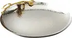 Golden Vine Hammered Round Tray, 10.75-Inch, Silver/Gold