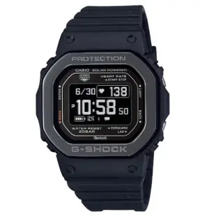 【CASIO 卡西歐】G-SHOCK G-SQUAD 太陽能智慧藍芽 心率監測 金屬框多功能方形運動錶-黑(DW-H5600MB-1)