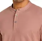 NWT HUGO BOSS 3 Button Henley Tee/Top 100% Cotton Short Sleeve Pastel Brown S/M