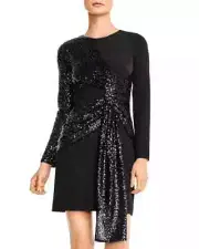Aidan Mattox Sequin Draped Cocktail Dress Black Size 10 NEW $195