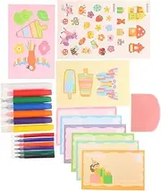 Diy Rainbow Scratch Painting Kit Boys and Girls' Creative Activity Set Scratch Bookmarks Drawing Paper Stickers Watercolor Pens