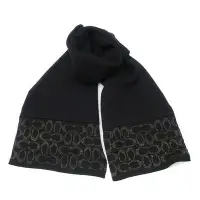 在飛比找Yahoo奇摩購物中心優惠-COACH 亮蔥CLogo 長型羊毛圍巾(黑色)