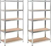 5-Layer Heavy-Duty Shelves 2 pcs, Organizer, Engineered Wood Storage Shelving for Kitchen, Living Room, Home Office, 90 x 45 x 180 cm, Easy Assemble