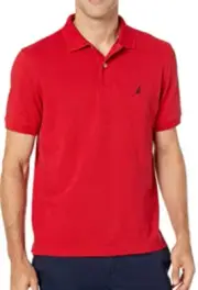 Nautica Men Classic Fit Short Sleeve Solid Deck Polo Red Size XL