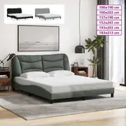 Bed Frame with Headboard Slatted Mattress Base Bedstead Bedroom Fabric vidaXL