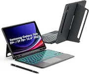 [IXTRA] Detachable Keyboard Case with Trackpad for Galaxy Tab S10+ Plus S9+ Plus S9 FE+ Plus 12.4 Inch, Magnetic S10+ S9+ Keyboard Case with Backlit, Adjustable Stand, Pencil Holder, Auto Sleep/Wake
