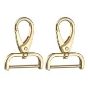 2Pcs Detachable Snap Hook Swivel Clasp 1 1/4" D Ring Lobster Claw Clasps Gold