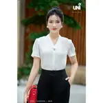 UNIVTH 女士優雅 V 領珍珠襯衫 6UA0119 - UNI KOREAN FASHION