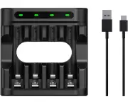 XTAR 4-Pack 1.5V 4150mWh Rechargeable AA Lithium Battery with Low-Voltage Indicator,with LC4 Charger(LC4+4-Pack 1.5V 4150mWh)