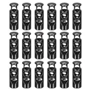 18pcs Double Hole Cord Locks Drawstring Stopper Toggles Black