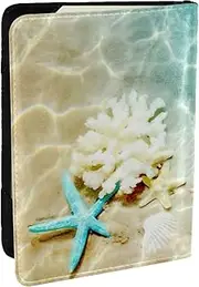 [JEJEA] Beach Starfish Print Travel Organizer Credit Cards Case Passport BookPassport Holder Cover Wallet forTraveling,, Black, One Size