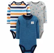 Child of Mine Carters 3pk Baby Boys Long Sleeve Handsome Guy Bodysuit 3-6 Month