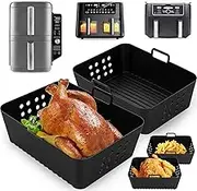 2Pcs Air Fryer Silicone Liners for Ninjia SL400UK/SL401, Airfryer Trays for Tower Dual Baskets with Side Cut-Out Design, Ninja Stack Vertical Dual Drawer Airfryer Silicone Liners Accessories