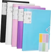 HOMSFOU 5 Pcs Portfolio Folder Binder with Clear Plastic Sleeves Presentation Book for Document Organization Includes Stickers for Business Personal Use and Showcasing Certificates