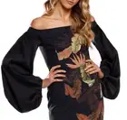 PASDUCHAS Size 12 Naturalist Midi Dress Dark Palm Sleeves Lined Rrp: $312 BNWT