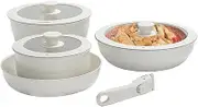 Nonstick Cookware Set - Ceramic Cookware Set,Detachable Handle Utensils Induction Safe Kitchenware for Home Apartment Cooktop Oven Camping Picnic