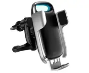 15W Wireless Fast Charging Smart Sensor Car Gravity Bracket Car Outlet Mobile Phone Bracket Can Be Rotated-Silver