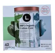 L. Organic Cotton Tampons DuoPack Regular & Super Absorbency - 42 Count