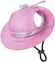 FONDOTIN Adorable Pet Sun Hat for Summer Holidays Breathable and Lightweight Dog Hat with Ear Holes for Sun Protection for Dogs Princess Style