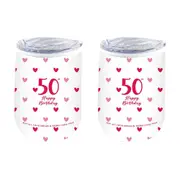 2PK LMD 50th Sweet Heart Double Walled Insulated Beverage Mug Drinkware 360ml