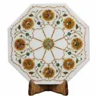 12" Marble side Table Top handmade semi precious stone floral Inlay