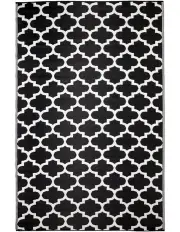 [Fab Habitat] 180x270 cm Recycled Plastic Outdoor Rug and Mat Tangier Black and White