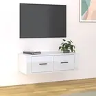 High Gloss White Hanging TV Cabinet 80x36x25 cm Engineered Wood Storage Unit
