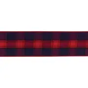 Melrose International Wired Polyester Ribbon 2.5"x10 yds, Red/Black - 87160DS