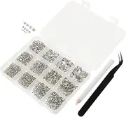 EXQUIMEUBLE 1 Set Acrylic Flatback Rhinestones for Nail Art Compartment Colorful Nail Gem Beads for Home Salon Use