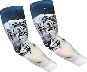 [FHEDVBN] Blue eyed snow leopard Arm Sleeves Compression Arm Covers for Men Women Outdoor Sun Sleeves Cooling Sports Sleeve, Black