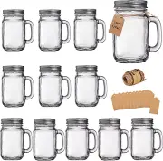 Mason Jar Cups, Mason Jars with Handle and Lids, Mason Jar Drinking Glasses, Gla