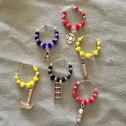 NEW YORK FIREFIGHTERS wine glass charms set of 6 handcrafted