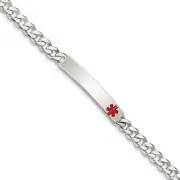 Sterling Silver Polished Medical Curb Link ID Bracelet 7.5" 9.57gm