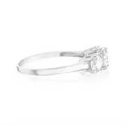 14ct White Gold 1.5 Carat Diamond Trilogy Ring with 3 Round Brilliant Cut Diamonds