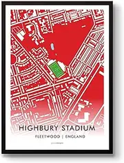 GroundDesigns FLEETWOOD TOWN FC Football Gift HIGHBURY STADIUM Art Map Unframed A3 Print FTFC